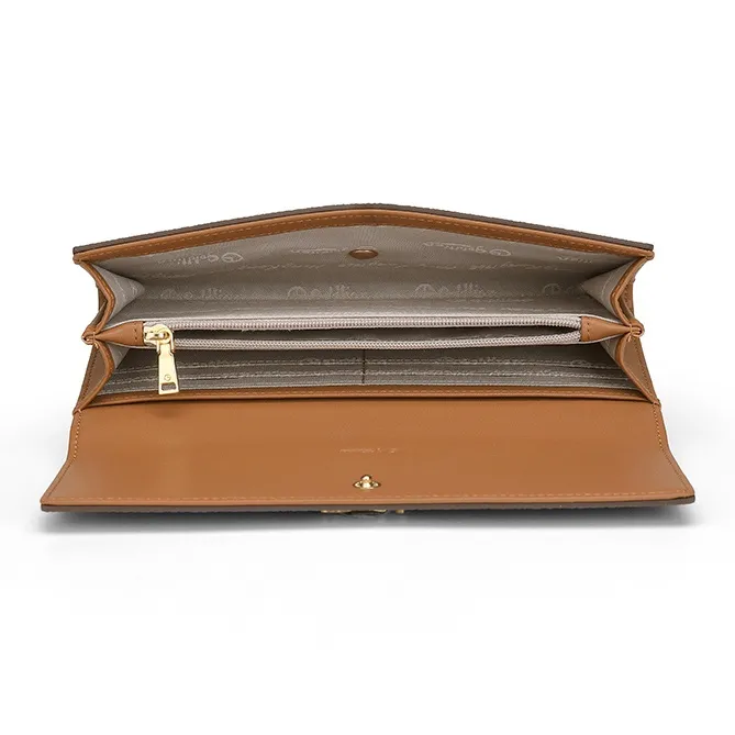 GOLDLION PVC Wallet Women's Ecru/Coffee-7