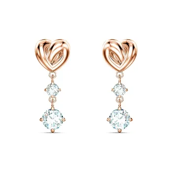 Swarovski Faux Crystal Stone Earrings Women's White Rose Gold Tone Plated