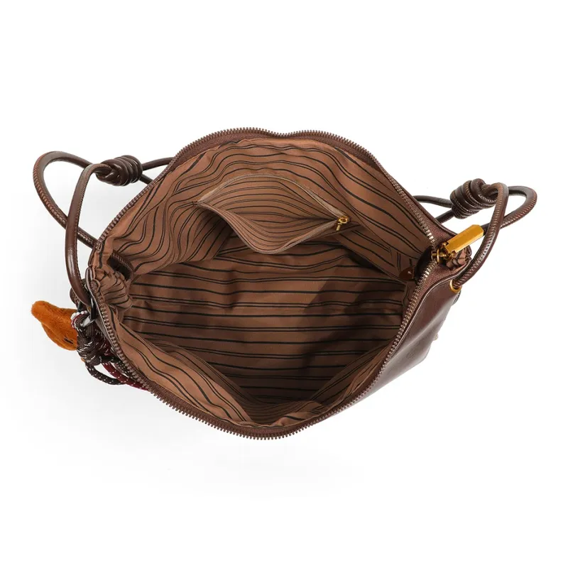 PT'SON Synthetic Leather Underarm Crossbody Bag, Shoulder Bag Regular Women's Coffee/Black-3