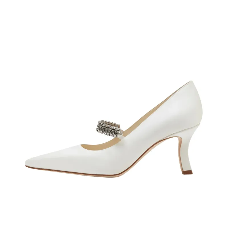 MANOLO BLAHNIK Majika Slim Heel High Heels 7cm Women's White-0