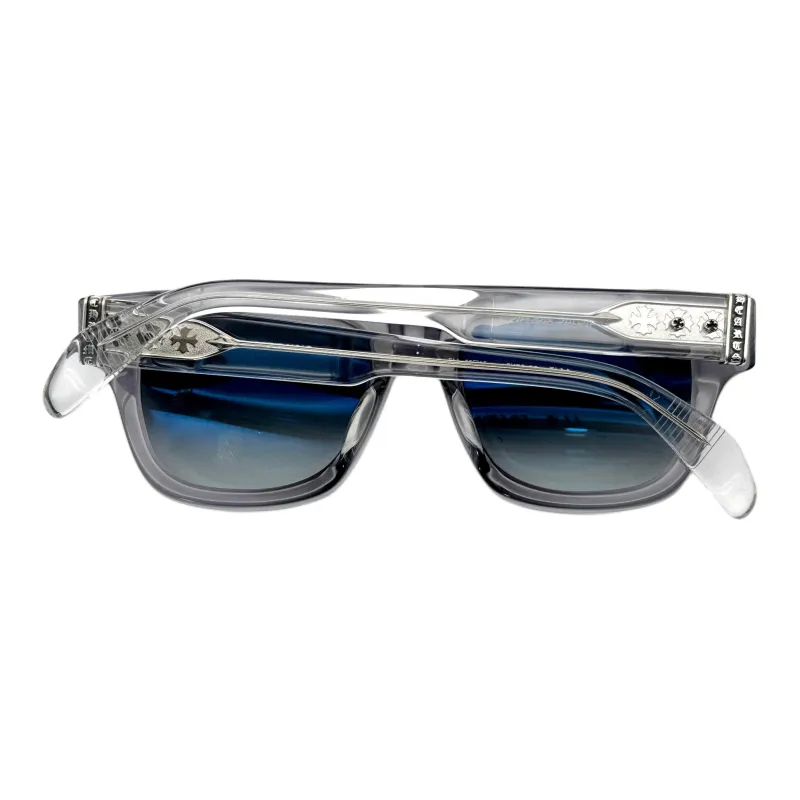 Chrome Hearts Plate Alloy Frame Square Sunglasses Unisex Gray-3