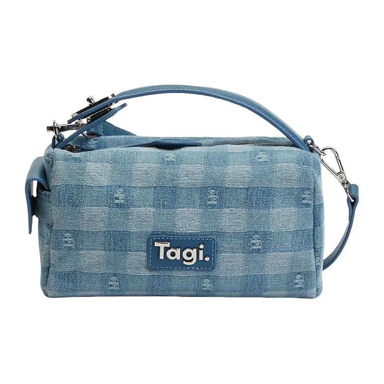 Tagi. Cow Leather Crossbody Bag, Handbag Regular Women's Plaid Denim-0