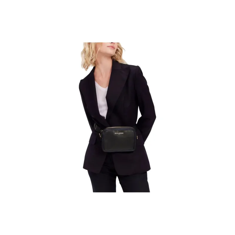 INES DE LA FRESSANGE Cow Leather Crossbody Bag, Shoulder Bag Women's Black & Marine Blue-3