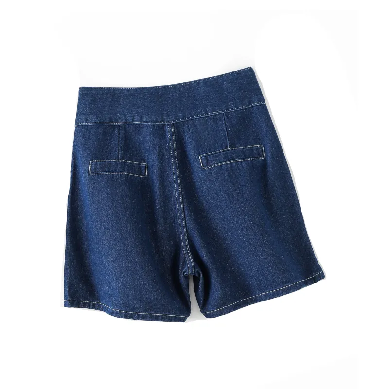 Weixi SS24 Denim Shorts Women's Dark Blue-1