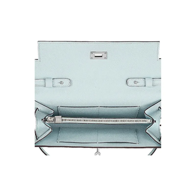 HERMES Kelly To Go Epsom Leather Wallets Shoulder Bag Crossbody Bag Women's Ice Blue-3