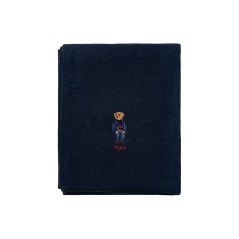 Polo Ralph Lauren Wool Nylon Knit Scarves Unisex Dark Blue-1