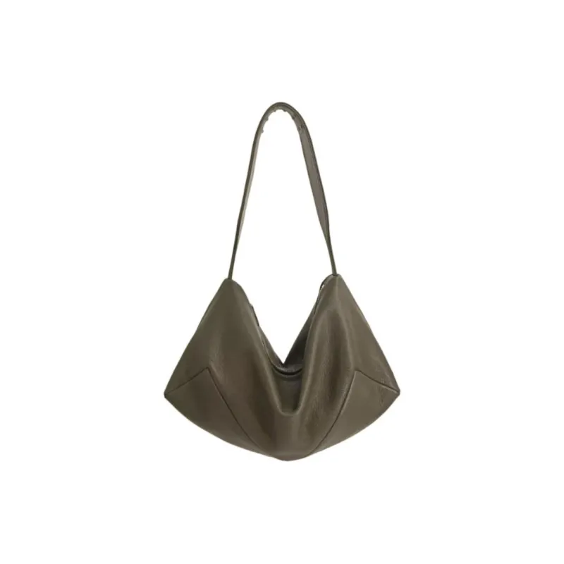 SUREN Sheepskin Shoulder Bag Medium Size Women's Classic Black/Olive Green-6