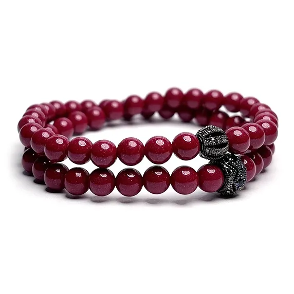 MOUNTAINS AND MANS Cinnabar New Chinese Style Stackable Good Luck Beaded Bracelet Unisex-20