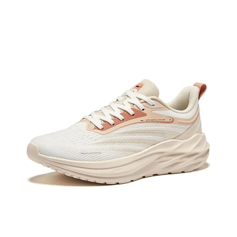 Erke Phantom 3.0 Non-slip Wear-resistant Shock Absorption Low-Top Casual Running Shoes Women's White Beige-2
