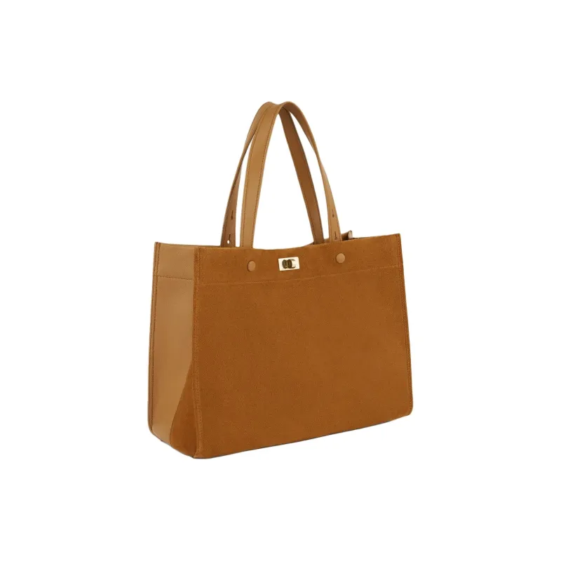 Anya Hindmarch Calfskin Tote Bag Shopping Bag Handbag Shoulder Bag Small Size Women's Brown-1