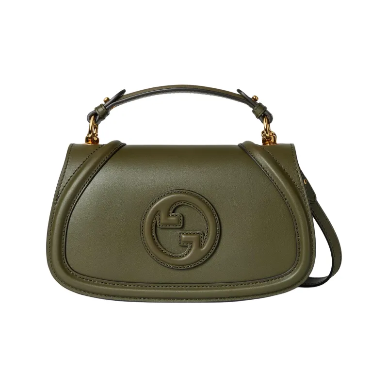 GUCCI Blondie Smooth Leather Handbag Medium Size Women's Forest Green-0