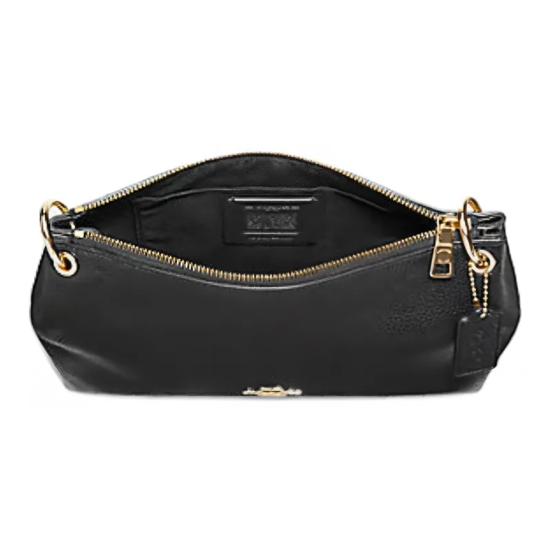COACH Charley Eggstone Grain Leather Shoulder Bag Crossbody Bag Large Size Women's Black-1