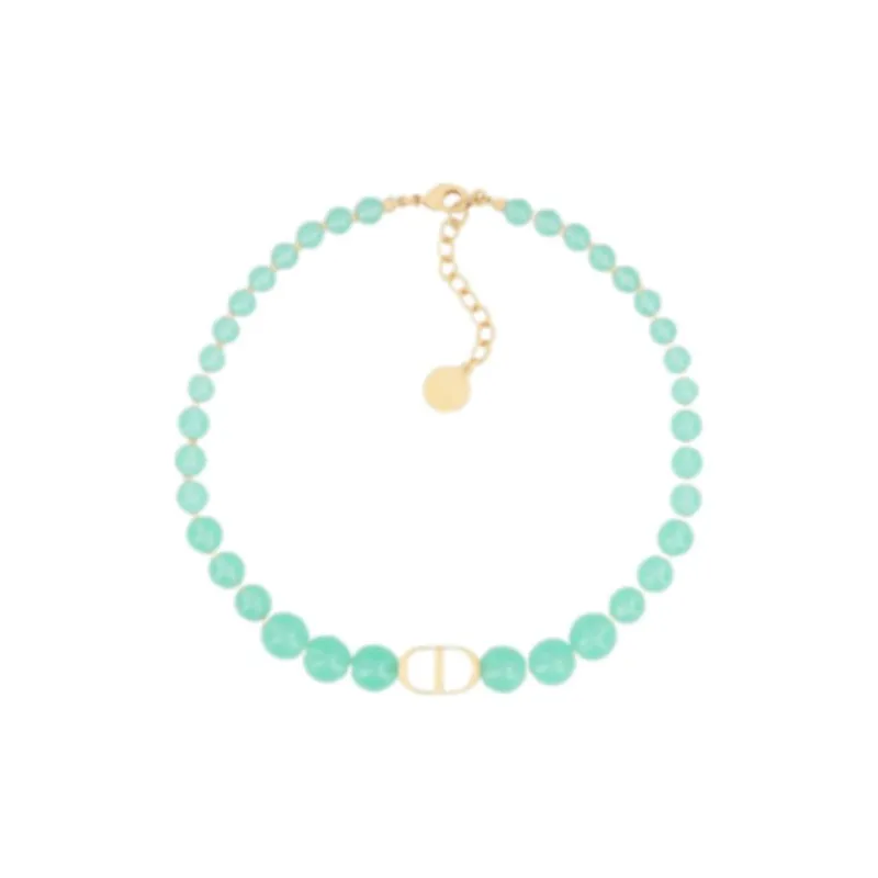 DIOR Resin Bead Necklaces Women's Aquamarine Gold-0