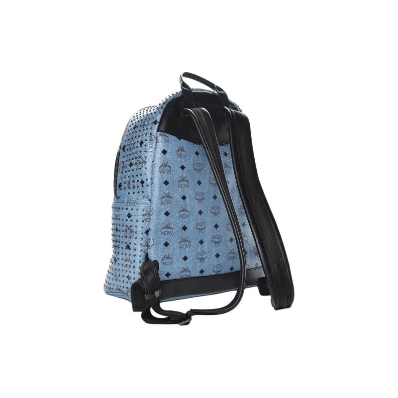 MCM Stark Visetos Leather Backpack Regular Unisex Blue-1