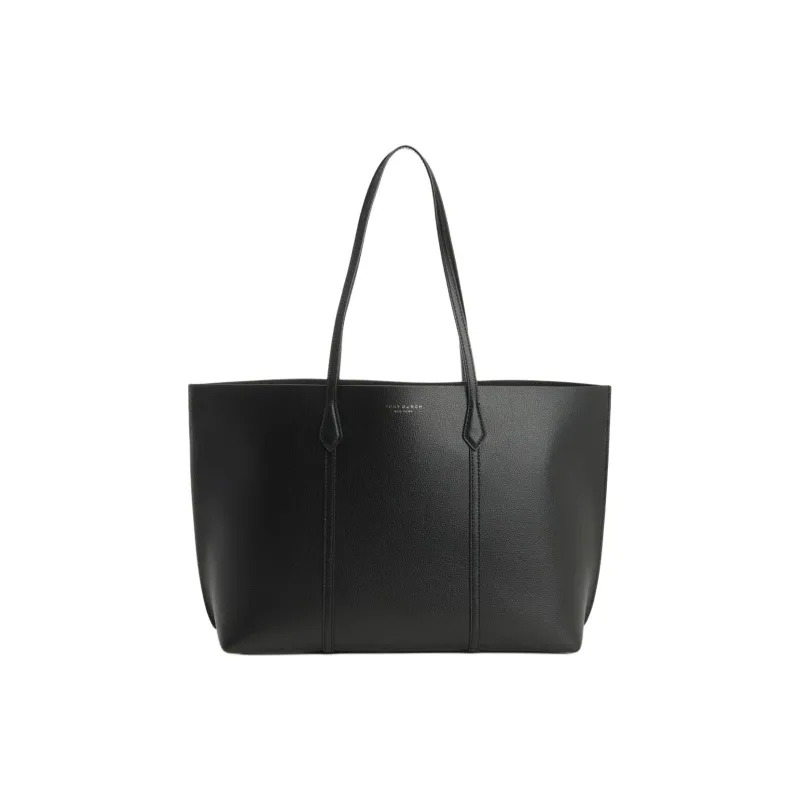 TORY BURCH Perry Leather Tote Bag, Shopping Bag, Shoulder Bag Women's Black-0