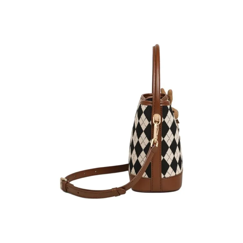MILLIE'S Fabric Handbag, Shoulder Bag, Crossbody Bag Regular Women's Chessboard Coffee-4