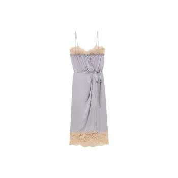SAINT LAURENT Slip Dress Women's Blue Gray Nude