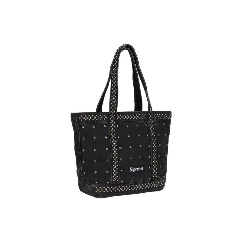Supreme Denim Tote Bag, Shopping Bag, Handbag Unisex Black-1