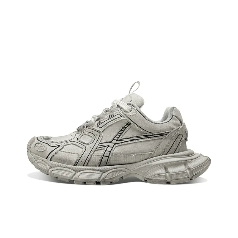 HART DAVIS X103 Series Gray Earth Cushioned Wear Resistant Slip Resistant Low Top Chunky Sneakers Unisex Light Gray-0