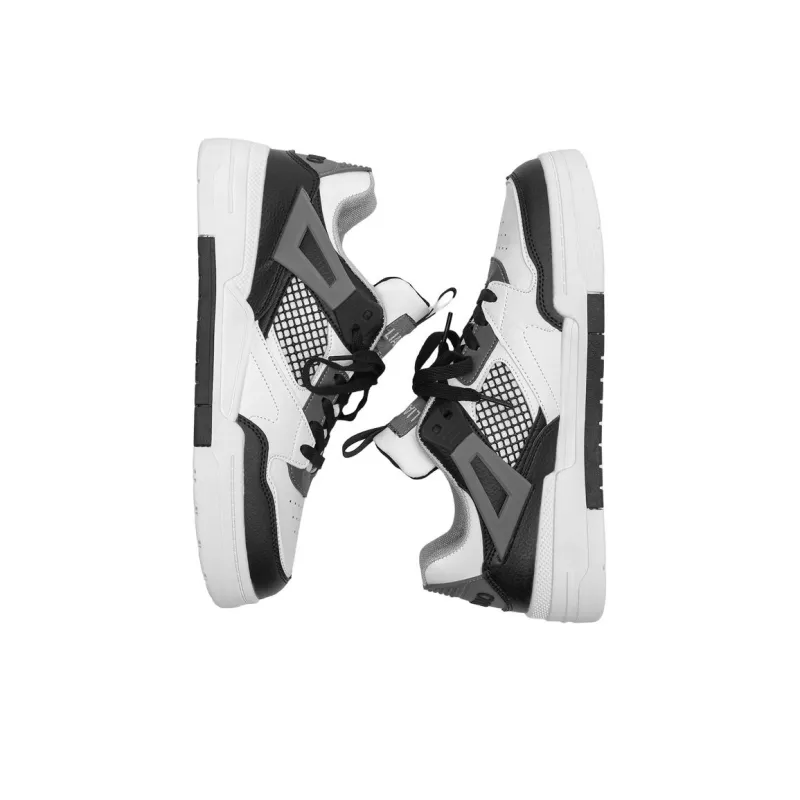 AMICNIEGD Cushioned Abrasion-Resistant Slip-Resistant Low-Top Skateboard Shoes Unisex White Black-2
