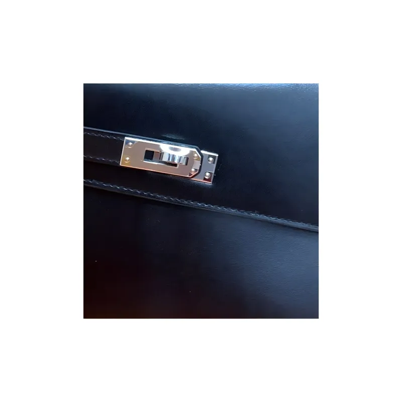 HERMES Kelly Box Calfskin Kelly Bag, Crossbody Bag, Shoulder Bag Women's 89 Noir Black-2
