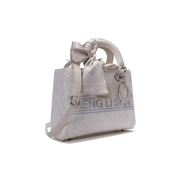 ESNSY Zhuangjin Lady Dior Bag, Shoulder Bag, Crossbody Bag, Handbag Women's Silver Purple/Pure White-8