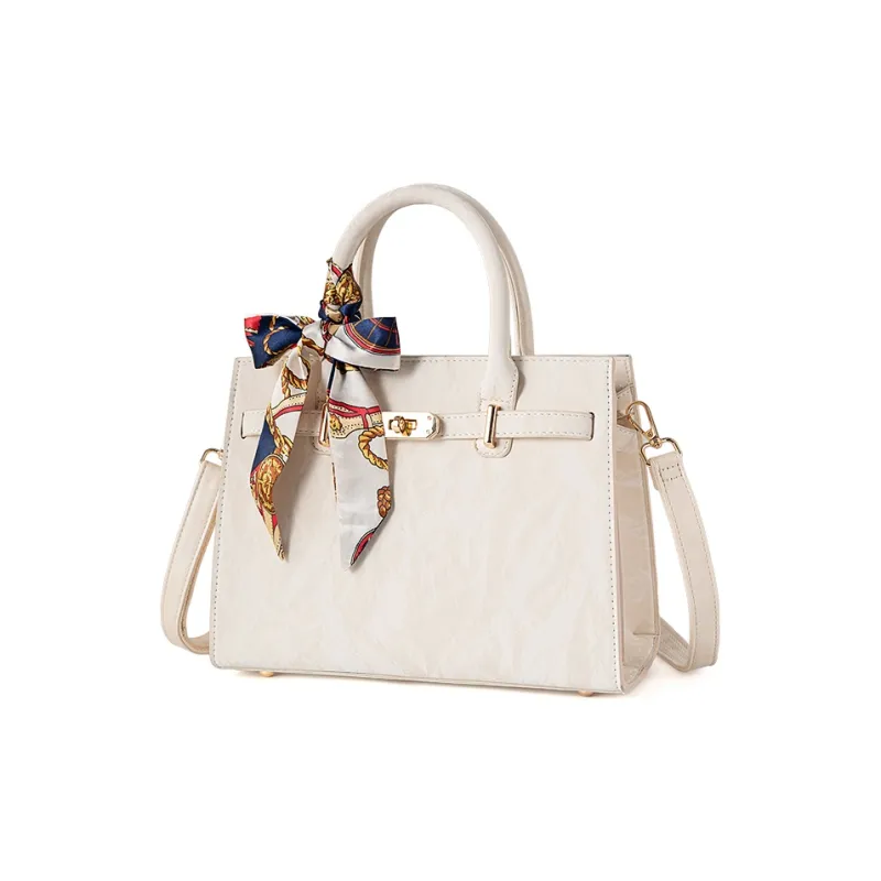 Vigno Synthetic Leather Handbag, One Shoulder, Crossbody Bag Women's Ecru-2
