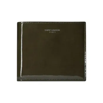 SAINT LAURENT PARIS Patent Leather Wallet Men's Dark Vineyard