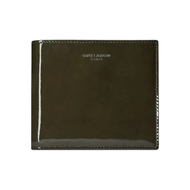 SAINT LAURENT PARIS Patent Leather Wallet Men's Dark Vineyard-0