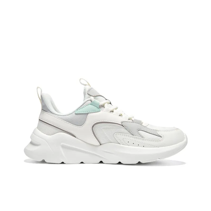 Erke Abrasion Resistant Breathable Low Top Casual Shoes Women's Microcrystal White Pencil Gray-1