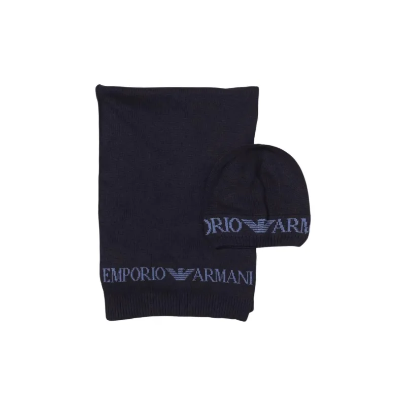 EMPORIO ARMANI Logo Jacquard Scarf And Hat Set-1