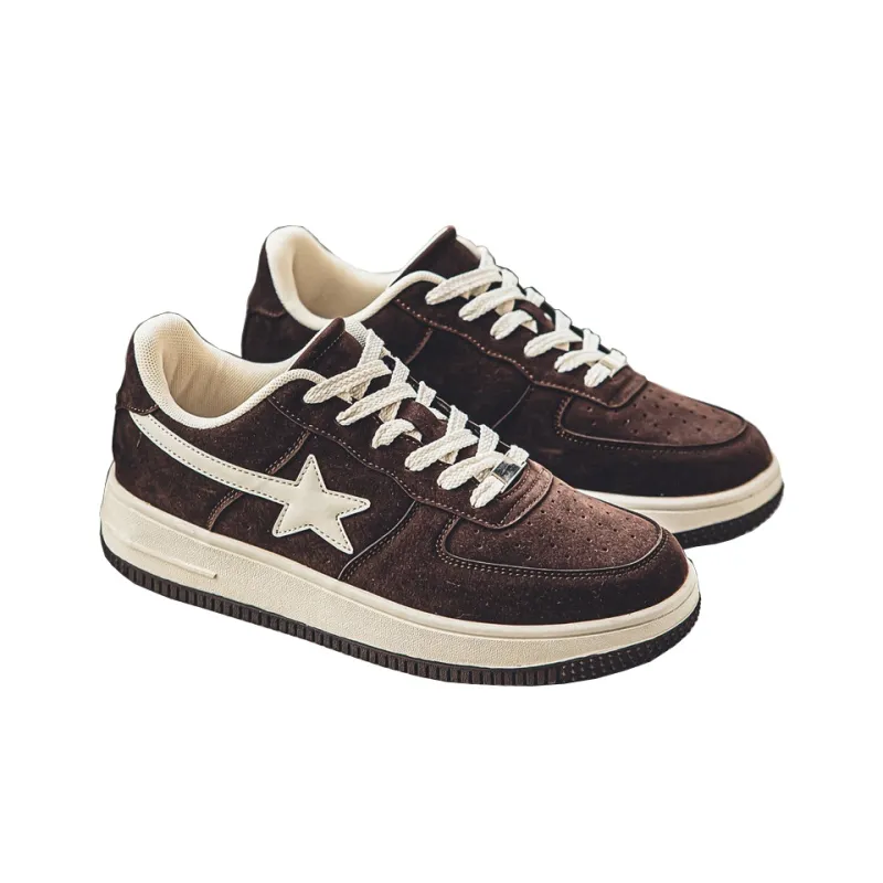 GQWE Anti-Slip Wear-Resistant Low-Top Vintage Star Skateboard Shoes Men's-19