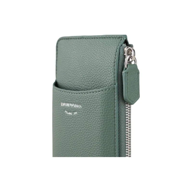EMPORIO ARMANI MyEA Synthetic Leather Cell Phone Pouch Card Holder, Wallet Women's Pea Green-2