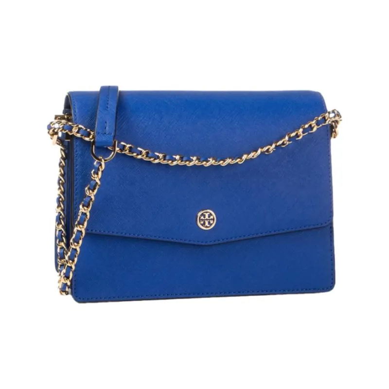 TORY BURCH Robinson Cross-Grain Cow Leather Shoulder Bag Crossbody Bag Women's Blue-0