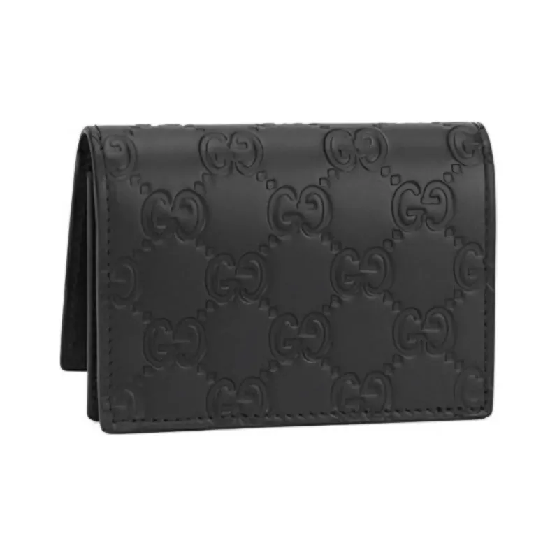 GUCCI Genuine Leather Card Holder Men's Black-1