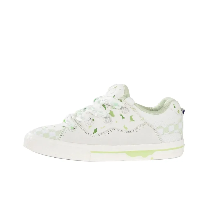 Yalu Wear resistant And Lightweight Low Top Skateboard Shoes Women's Cream Blue-24