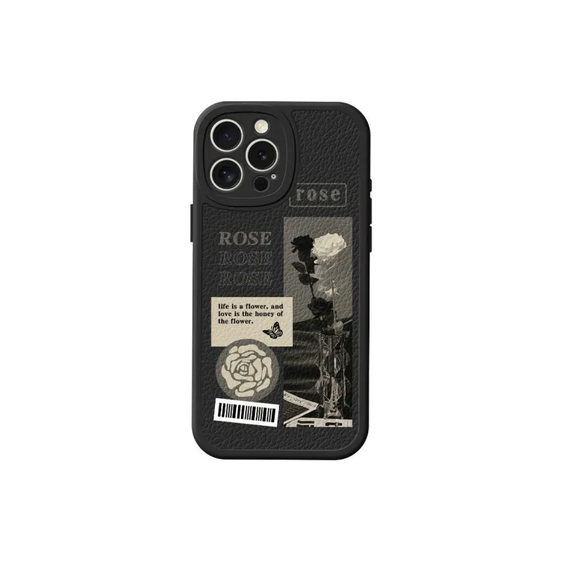 Wei Xin Leather Material Pore Rose Rose Phone Cases Compatible With IPhone 16/15 Pro Max/Apple 13/14 Pro/Max-4