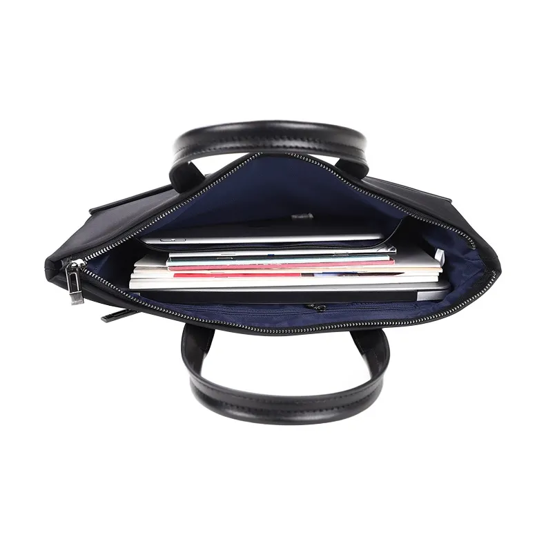 ELLE HOMME Fabric Synthetic Leather Briefcases Shoulder Bag Crossbody Bag Medium Size Men's Black-3