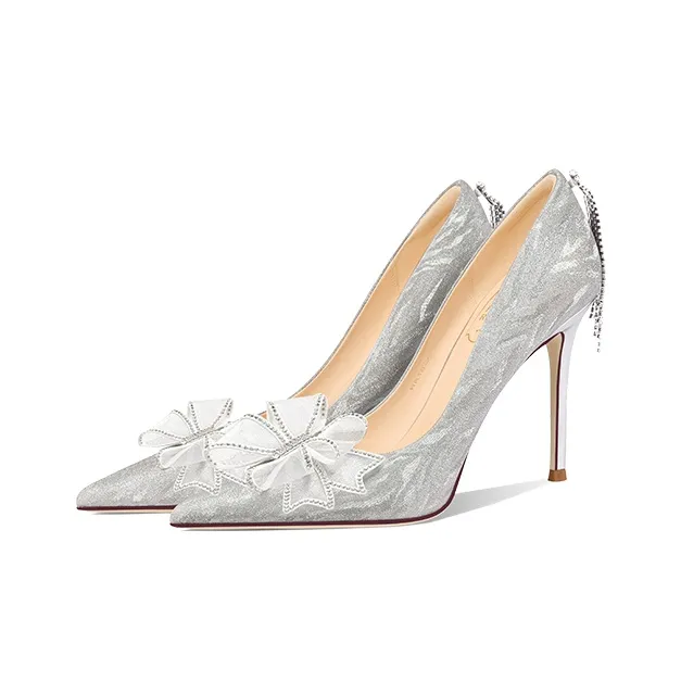 LOLY Slim Heel High Heels Women's Silver-12