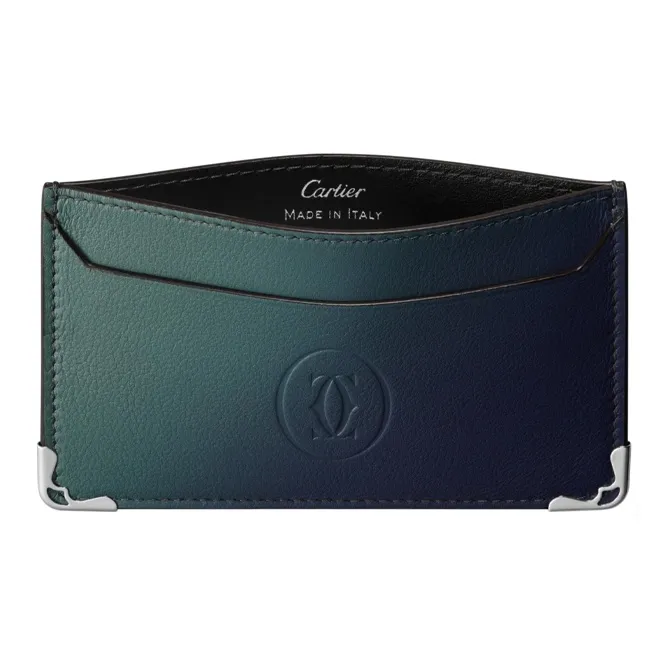 CARTIER Cow Leather Card Holder Women's Gradient Blue-2