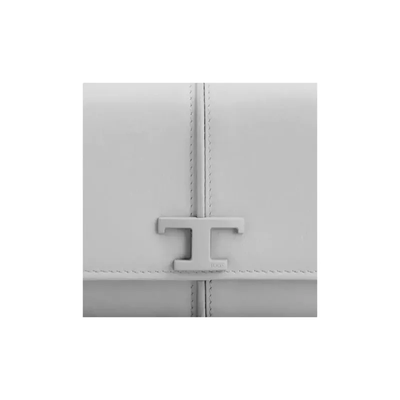 TOD'S Calfskin Wallet Women's Gray-4