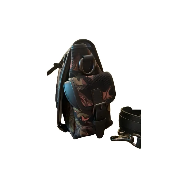 COACH Scout Canvas With Leather Messenger Bag Canvas Bag Shoulder Bag Crossbody Bag Large Size Women's Black-1