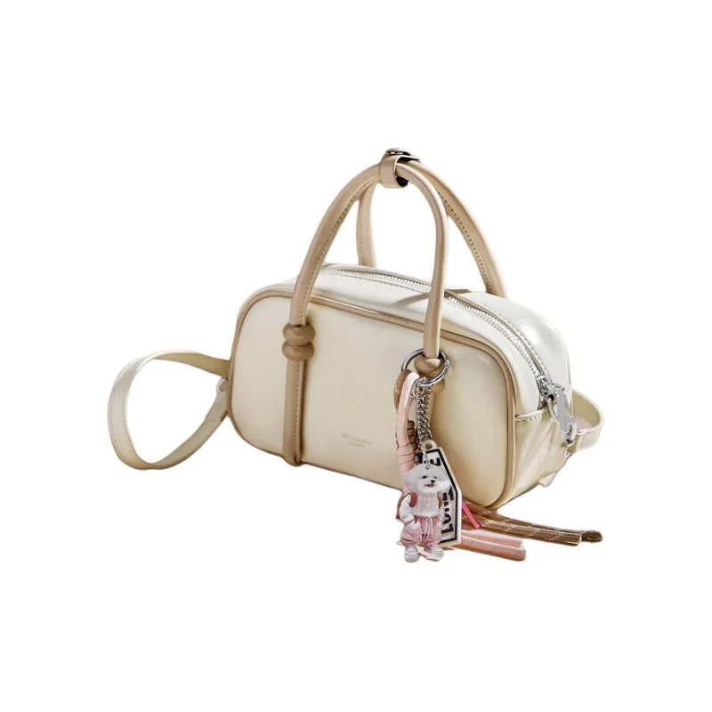15 MINS Synthetic Leather Shoulder Bag, Crossbody Bag, Handbag Regular Women's White & Khaki/White & Coffee/Coffee-1