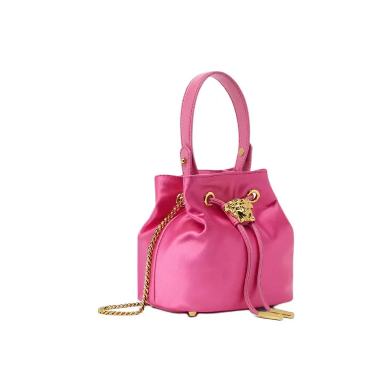 VERSACE La Medusa Viscose Bucket Bag, One Shoulder Handbag Mini Women's Pink-1