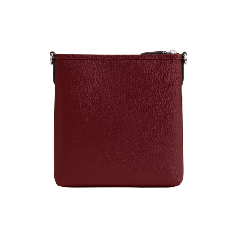 COACH KittMessenger Cross Grain Leather Messenger Bag, Crossbody Bag, Shoulder Bag Trumpets Women's Dark Red-1