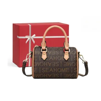 CNNCOO Synthetic Leather One Shoulder Crossbody Boston Bag Handbag Women's Coffee
