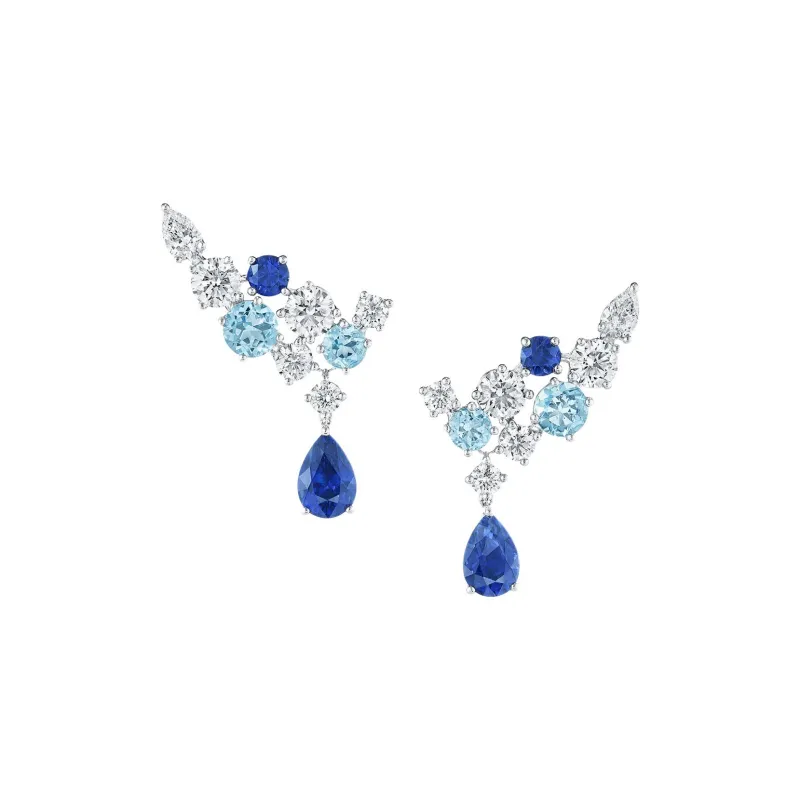 HARRY WINSTON Platinum Earrings Women's Blue-0