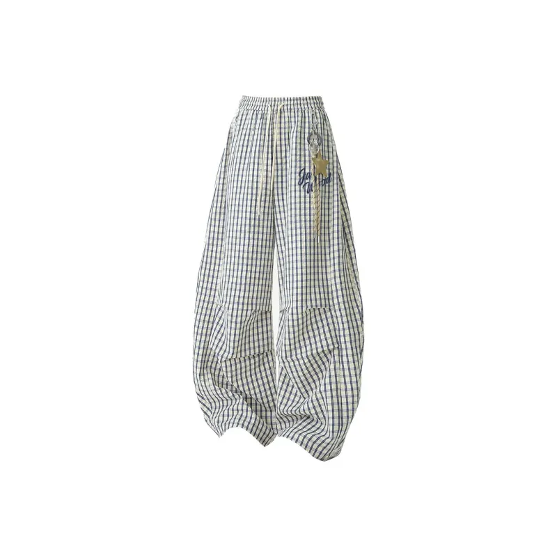JASONWOOD Casual Pants Unisex Plaid Comes With Pendant-0