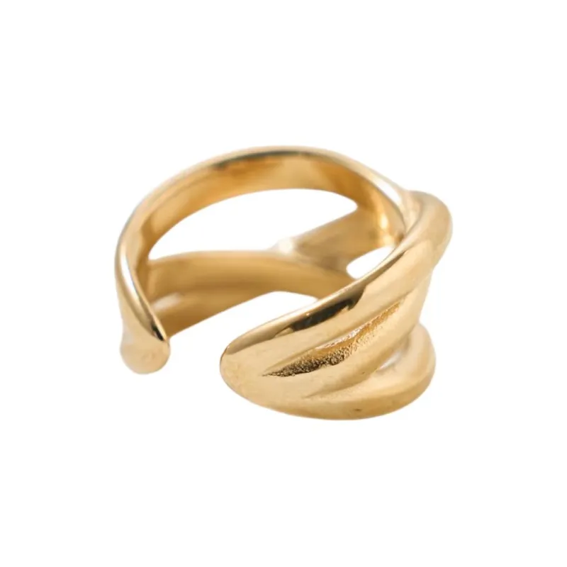 FREAK'S STORE Stainless Steel With 10K Gold Plating Rings Unisex Gold-2