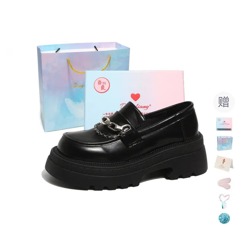 Be Good Horsebit, Chain, Luxury Preppy Style Petite Loafers 6cm Women's Gift Box Set-38